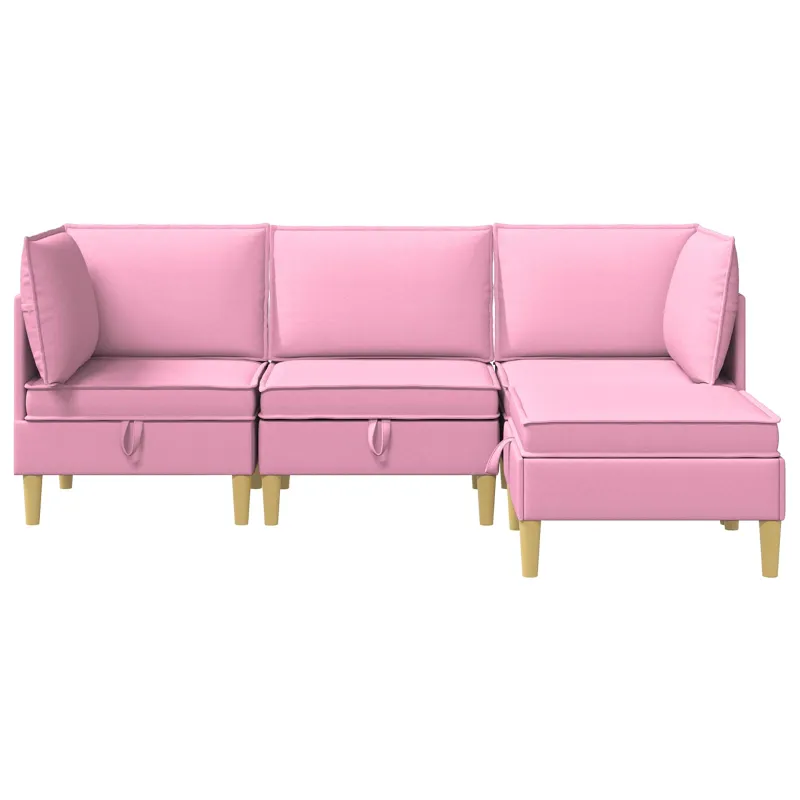 Modulinė sofa su laikymo vieta 4 pcs Rožinė Audinys