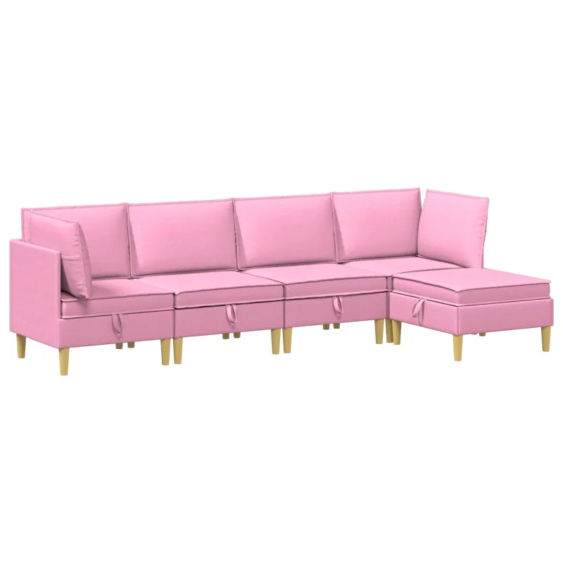 Modulinė sofa su laikymo vieta 5 pcs Rožinė Audinys