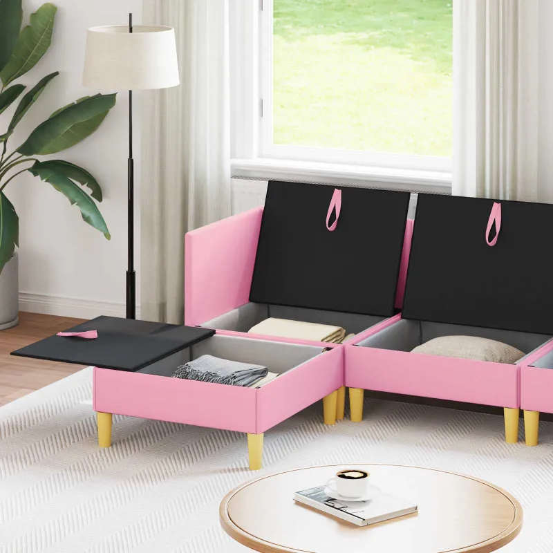 Modulinė sofa su laikymo vieta 5 pcs Rožinė Audinys