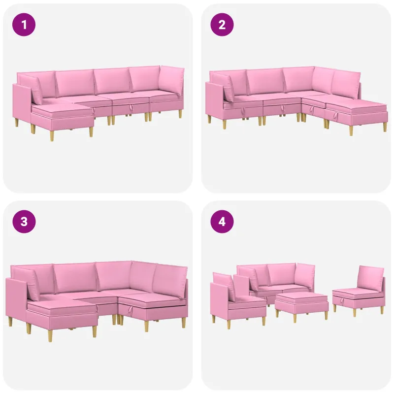 Modulinė sofa su laikymo vieta 5 pcs Rožinė Audinys