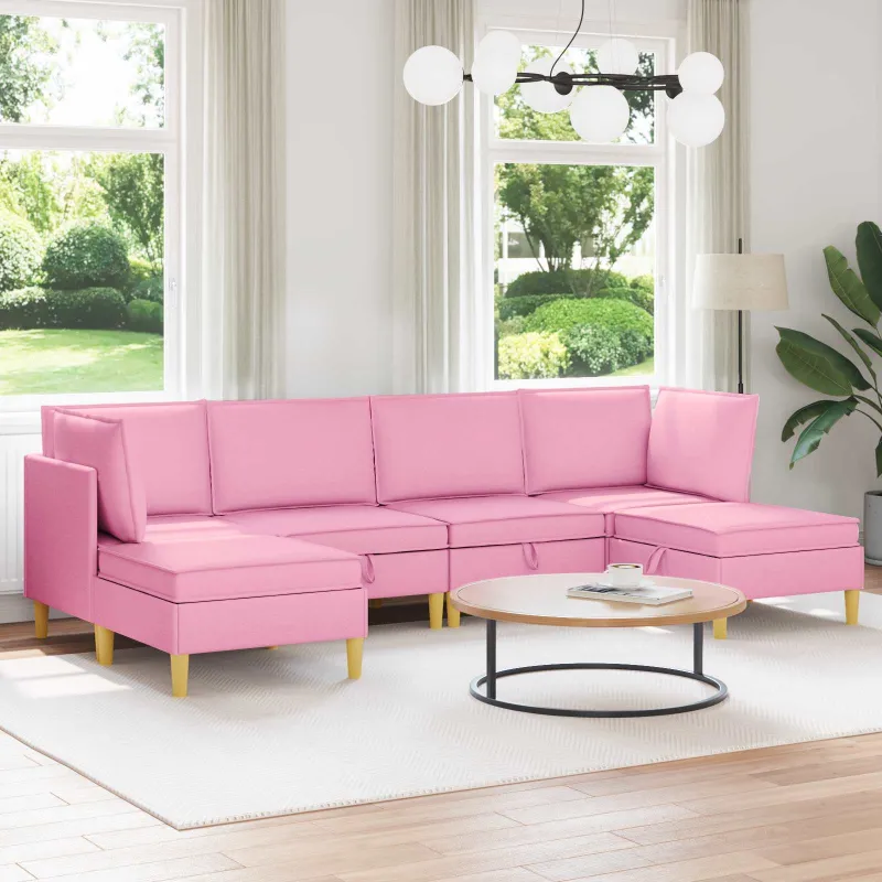 Modulinė sofa su laikymo vieta 6 pcs Rožinė Audinys