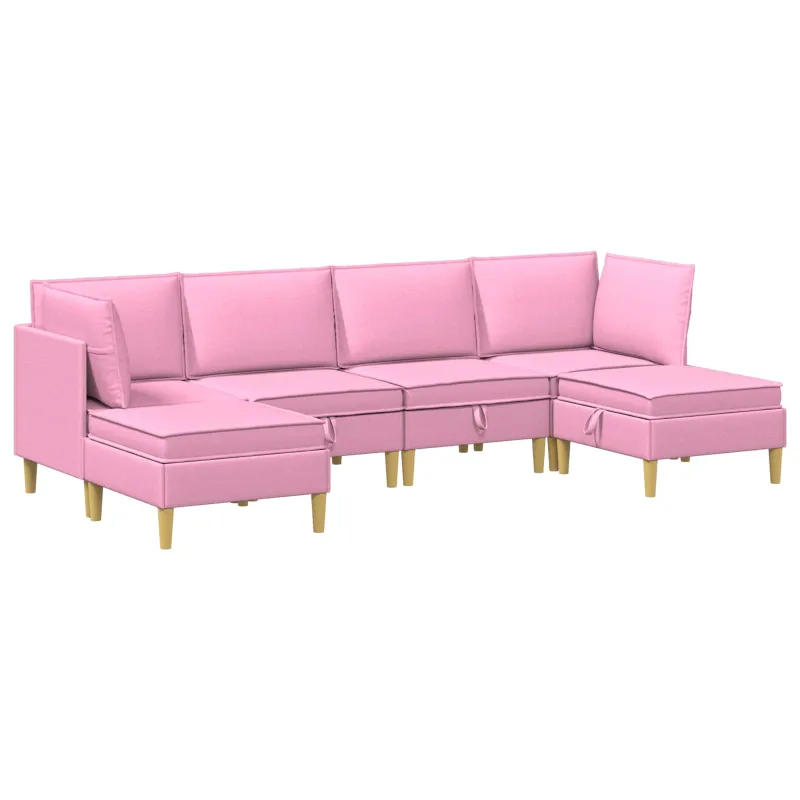 Modulinė sofa su laikymo vieta 6 pcs Rožinė Audinys