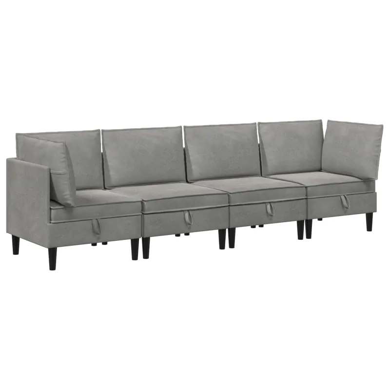 Svetainės baldų komplektas 4 pcs Šviesiai pilka Aksomas