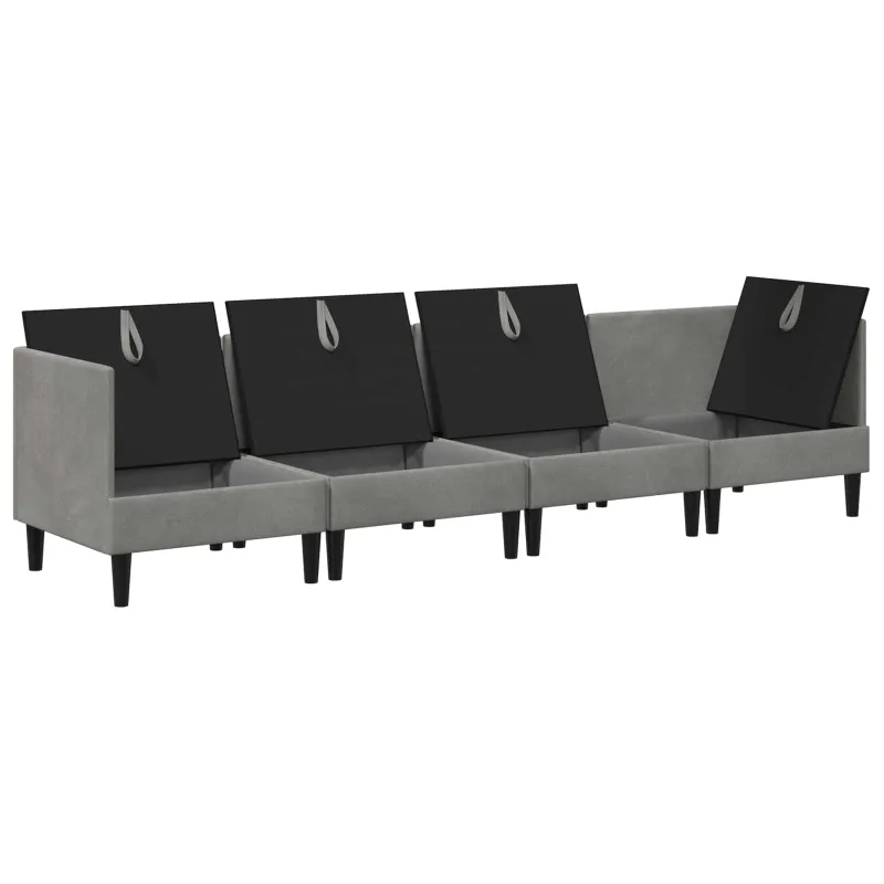 Svetainės baldų komplektas 4 pcs Šviesiai pilka Aksomas