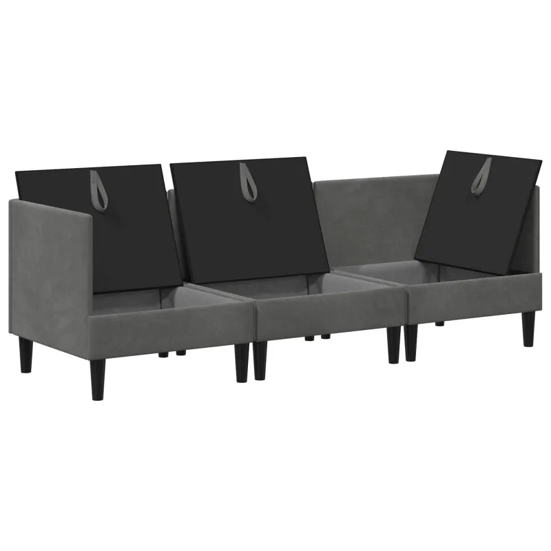 Svetainės baldų komplektas 3 pcs Tamsiai pilka Aksomas