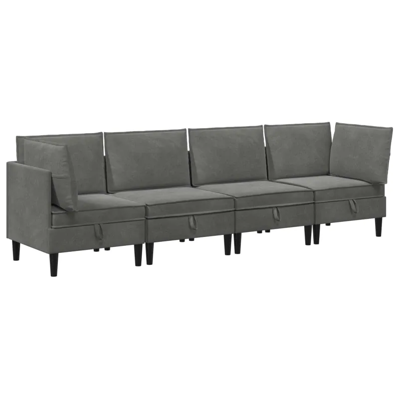 Svetainės baldų komplektas 4 pcs Tamsiai pilka Aksomas