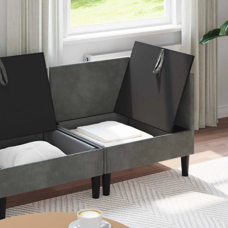 Svetainės baldų komplektas 4 pcs Tamsiai pilka Aksomas