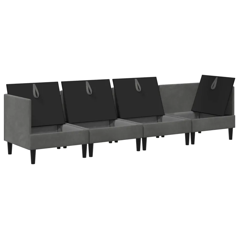Svetainės baldų komplektas 4 pcs Tamsiai pilka Aksomas
