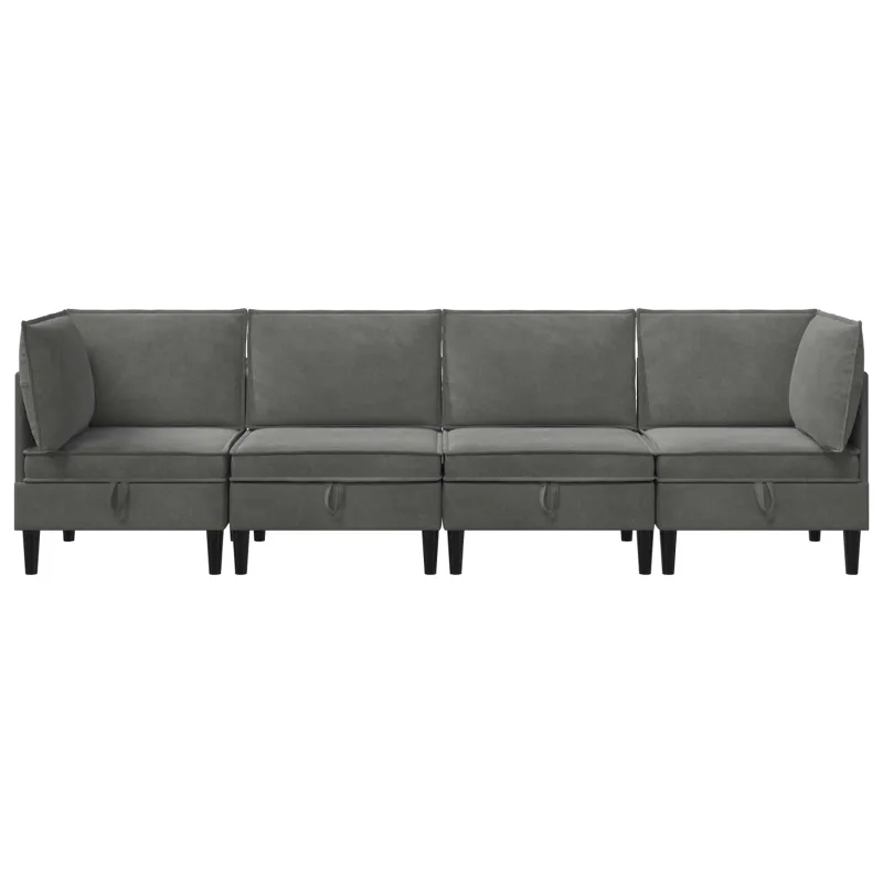 Svetainės baldų komplektas 4 pcs Tamsiai pilka Aksomas