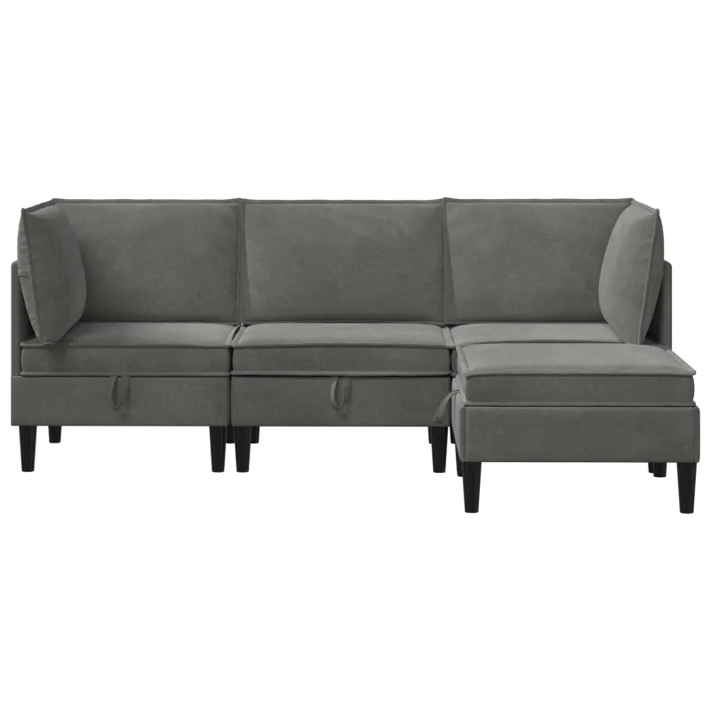 Svetainės baldų komplektas 4 pcs Tamsiai pilka Aksomas