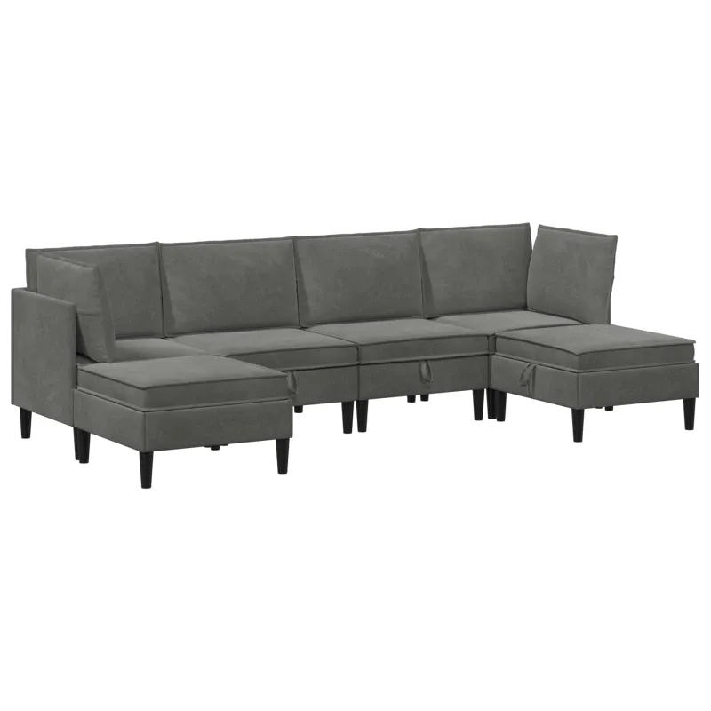 Svetainės baldų komplektas 6 pcs Tamsiai pilka Aksomas