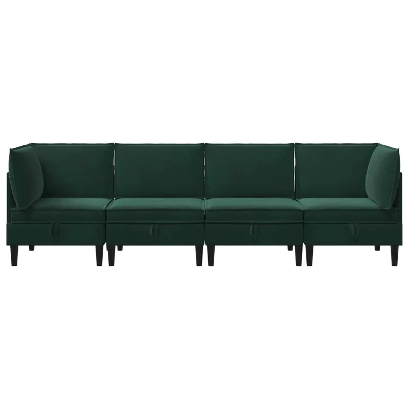 Svetainės baldų komplektas 4 pcs Tamsiai žalia Aksomas