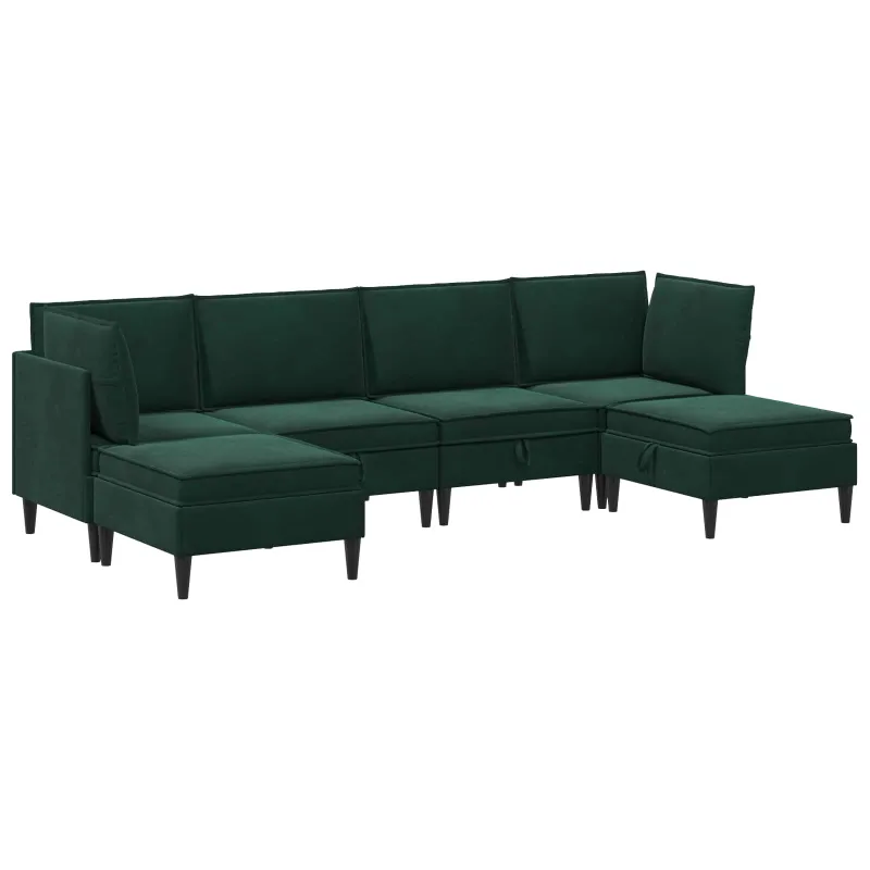 Svetainės baldų komplektas 6 pcs Tamsiai žalia Aksomas