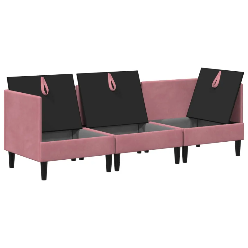 Svetainės baldų komplektas su pagalve 3 pcs Rožinė Aksomas