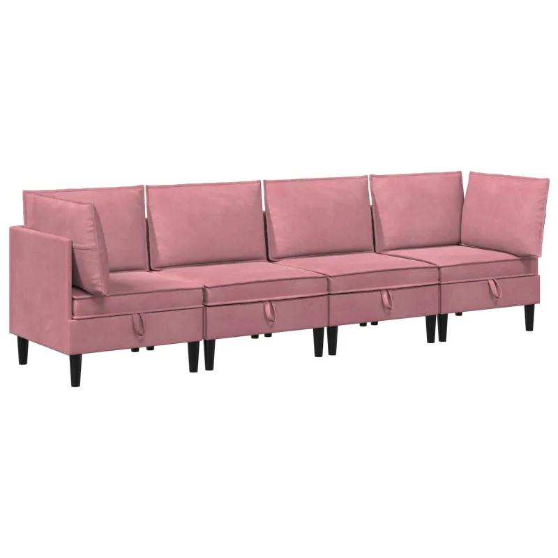 Svetainės baldų komplektas su pagalve 4 pcs Rožinė Aksomas