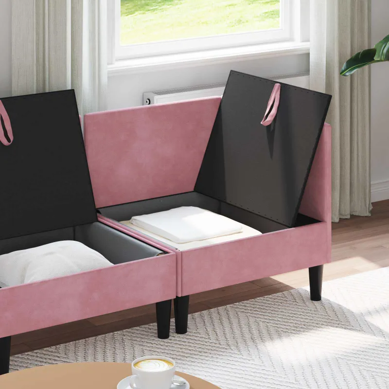 Svetainės baldų komplektas su pagalve 4 pcs Rožinė Aksomas