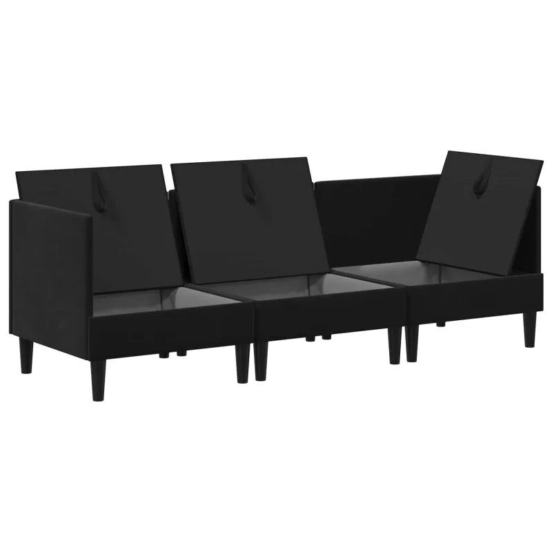 Svetainės baldų komplektas su pagalve 3 pcs Juoda Aksomas