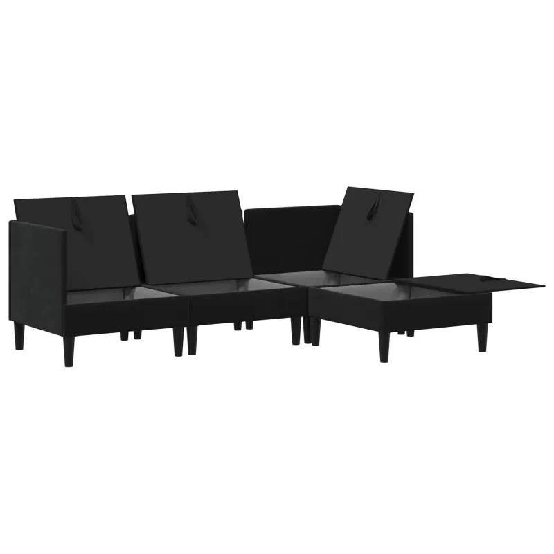 Svetainės baldų komplektas su pagalve 4 pcs Juoda Aksomas