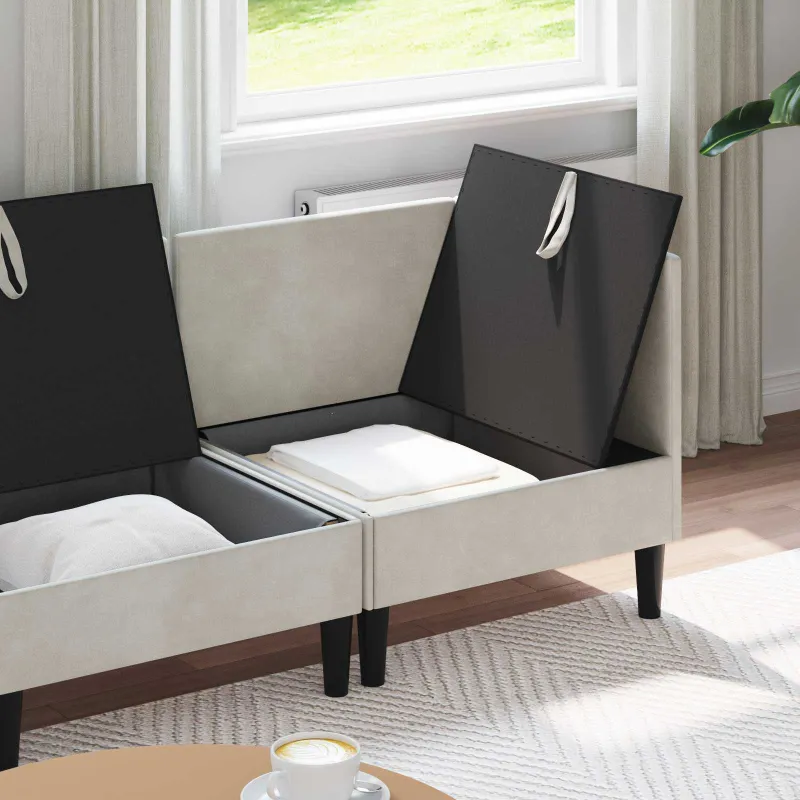 Svetainės baldų komplektas su pagalve 3 pcs Kreminė Aksomas