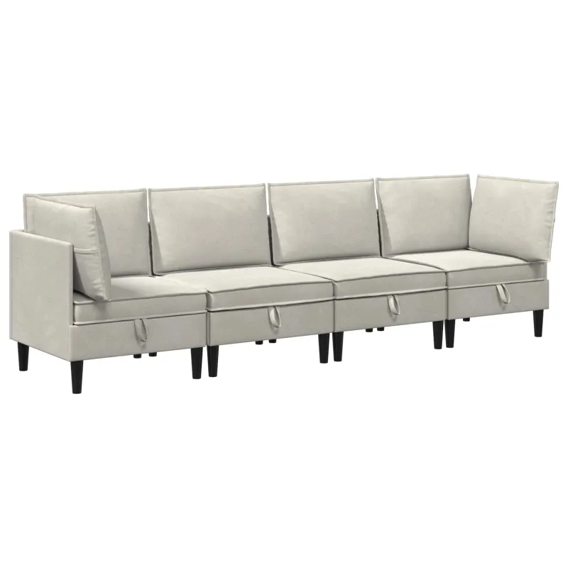 Svetainės baldų komplektas su pagalve 4 pcs Kreminė Aksomas