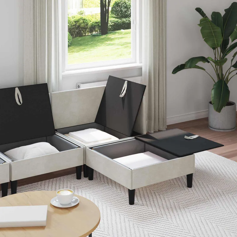 Svetainės baldų komplektas su pagalve 4 pcs Kreminė Aksomas