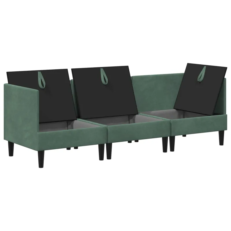 Svetainės baldų komplektas 3 pcs Jūrinė žalia Aksomas