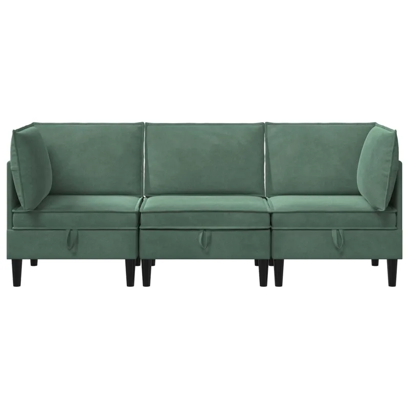 Svetainės baldų komplektas 3 pcs Jūrinė žalia Aksomas