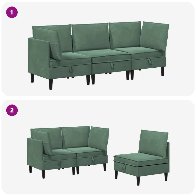 Svetainės baldų komplektas 3 pcs Jūrinė žalia Aksomas