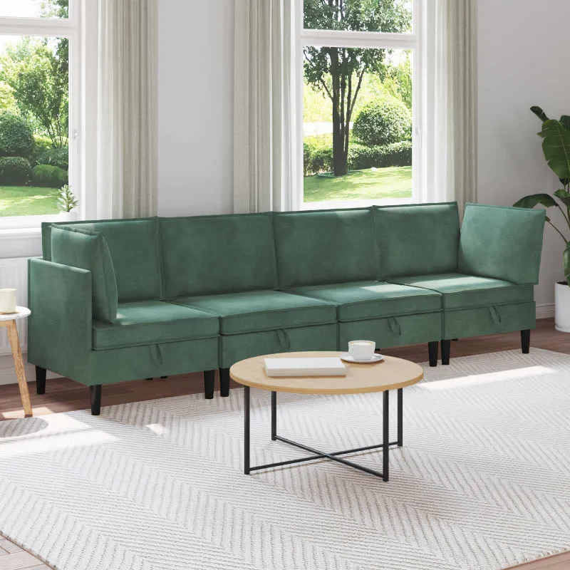 Svetainės baldų komplektas 4 pcs Jūrinė žalia Aksomas