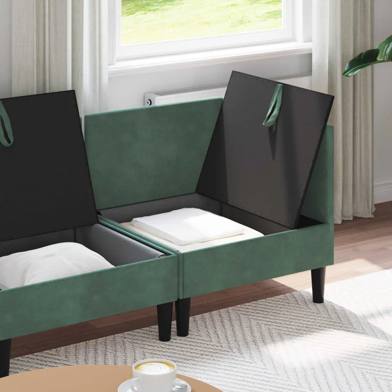 Svetainės baldų komplektas 4 pcs Jūrinė žalia Aksomas