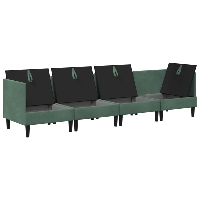 Svetainės baldų komplektas 4 pcs Jūrinė žalia Aksomas