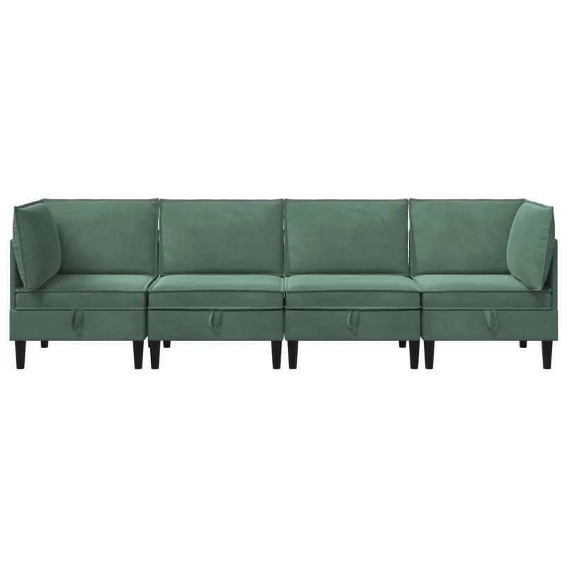 Svetainės baldų komplektas 4 pcs Jūrinė žalia Aksomas
