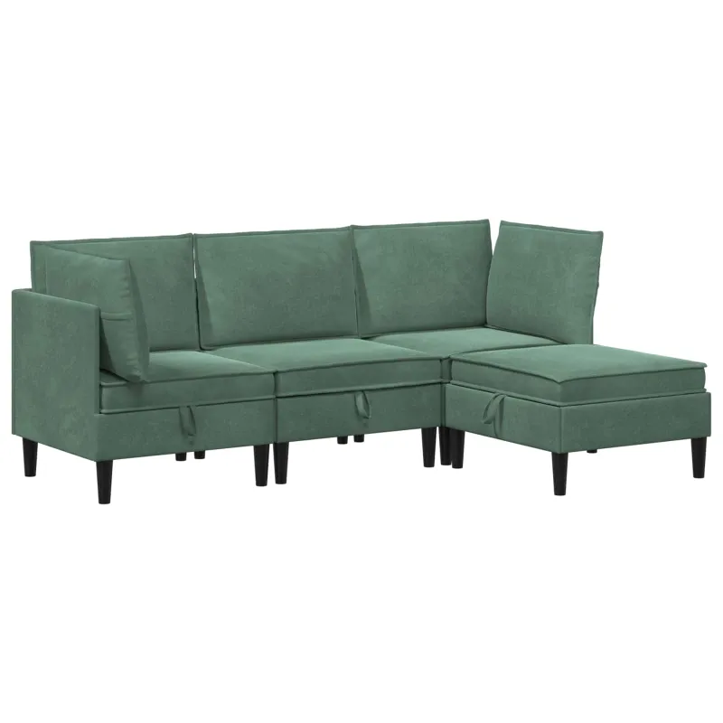 Svetainės baldų komplektas 4 pcs Jūrinė žalia Aksomas