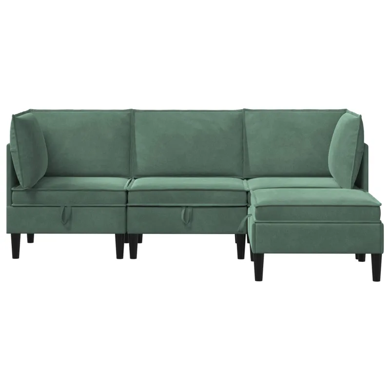Svetainės baldų komplektas 4 pcs Jūrinė žalia Aksomas