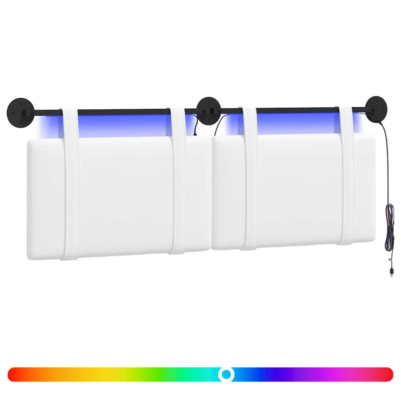 Pakabinamas lovos galvūgalis Su LED šviesa Balta Audinys