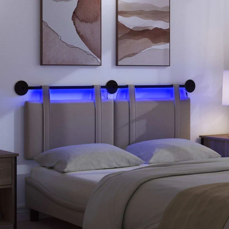 Pakabinamas lovos galvūgalis Su LED šviesa Taupe Audinys