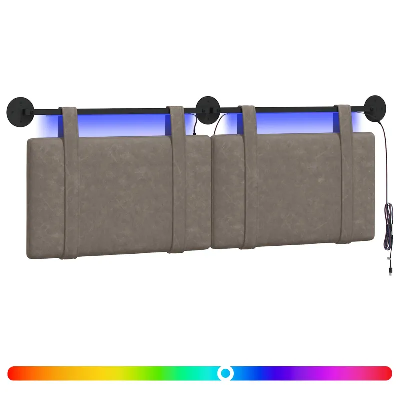 Pakabinamas lovos galvūgalis Su LED šviesa Pilka Antikinis PU