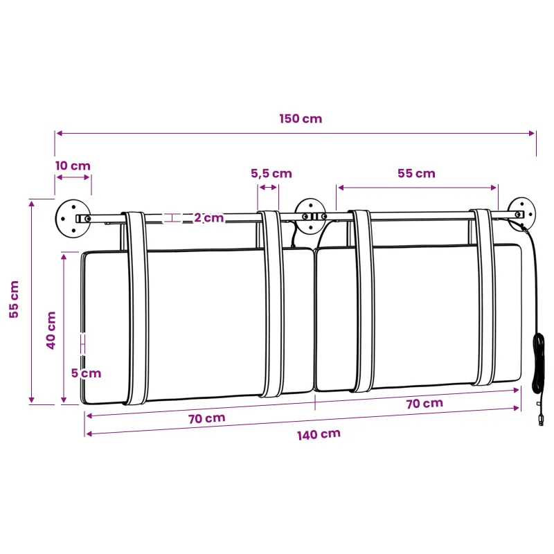 Pakabinamas lovos galvūgalis Su LED šviesa Taupe Antikinis PU