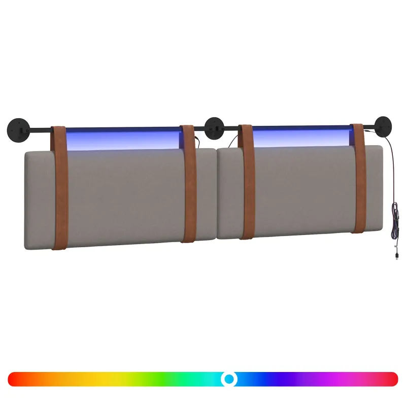Pakabinamas lovos galvūgalis Su LED šviesa Taupe Antikinis PU