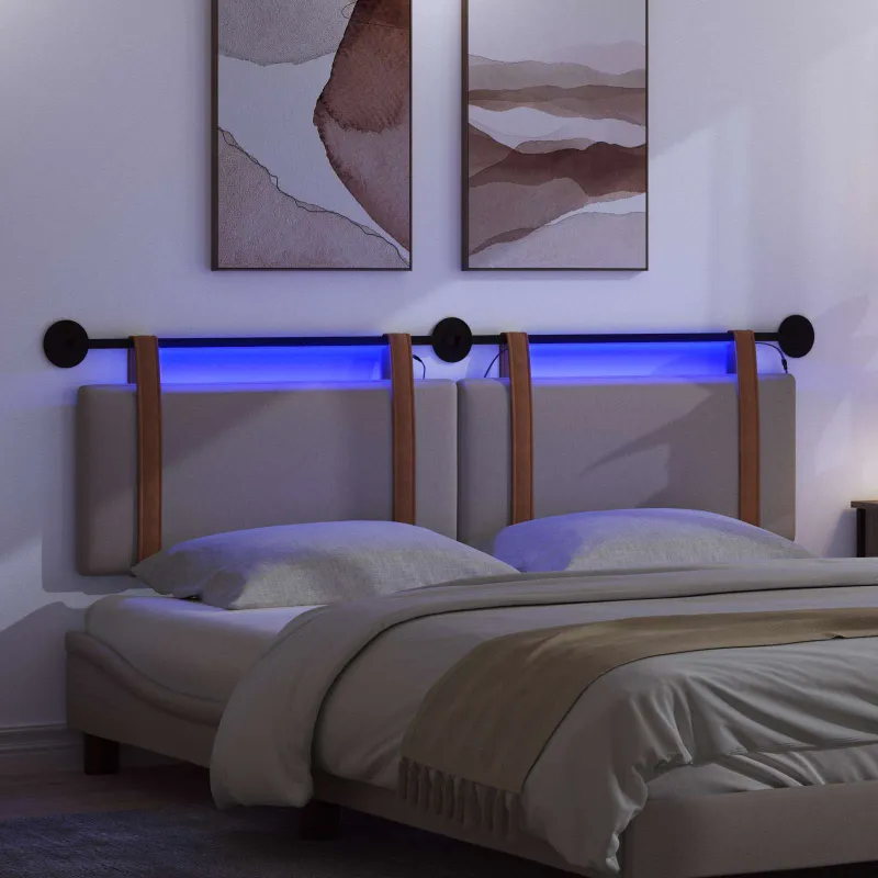 Pakabinamas lovos galvūgalis Su LED šviesa Taupe Antikinis PU