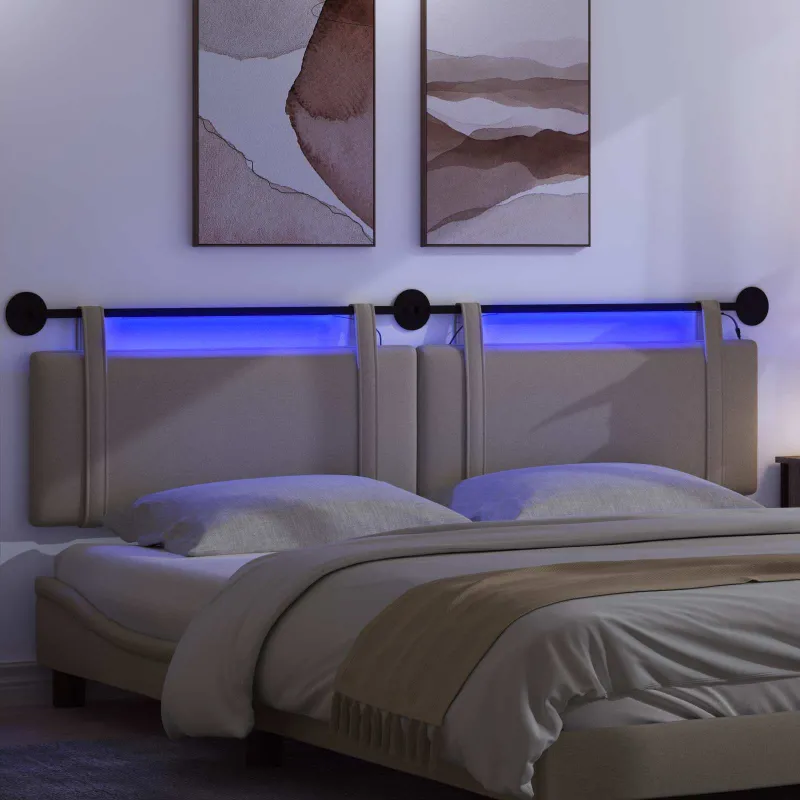 Pakabinamas lovos galvūgalis Su LED šviesa Taupe Audinys