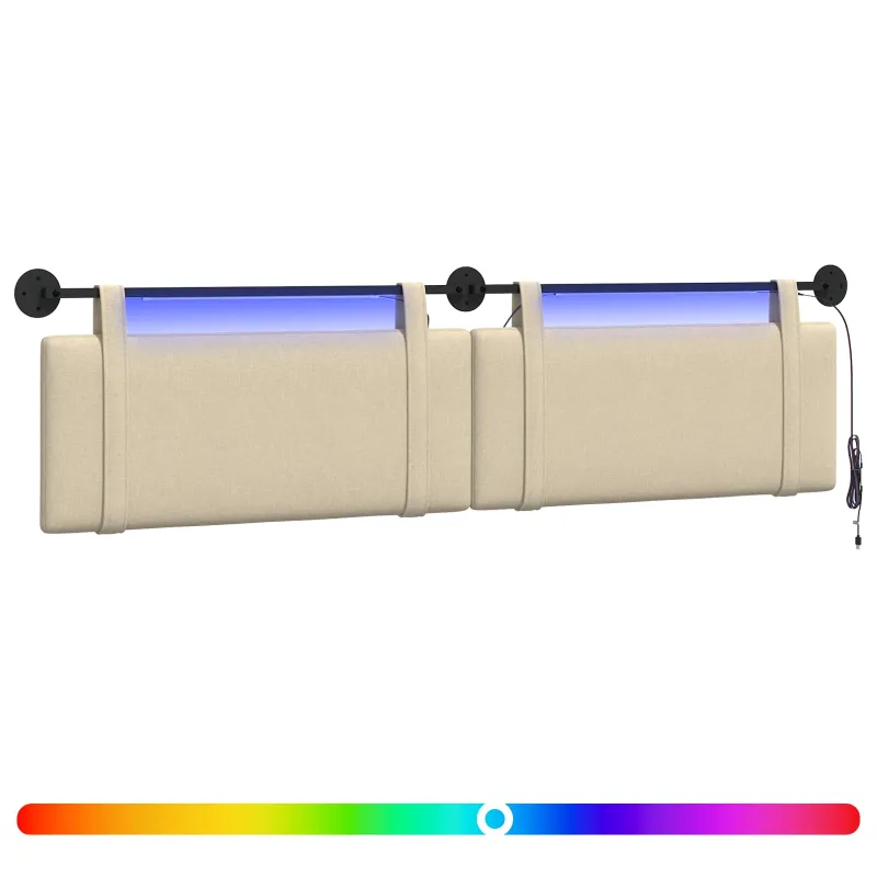 Pakabinamas lovos galvūgalis Su LED šviesa Kreminė Audinys