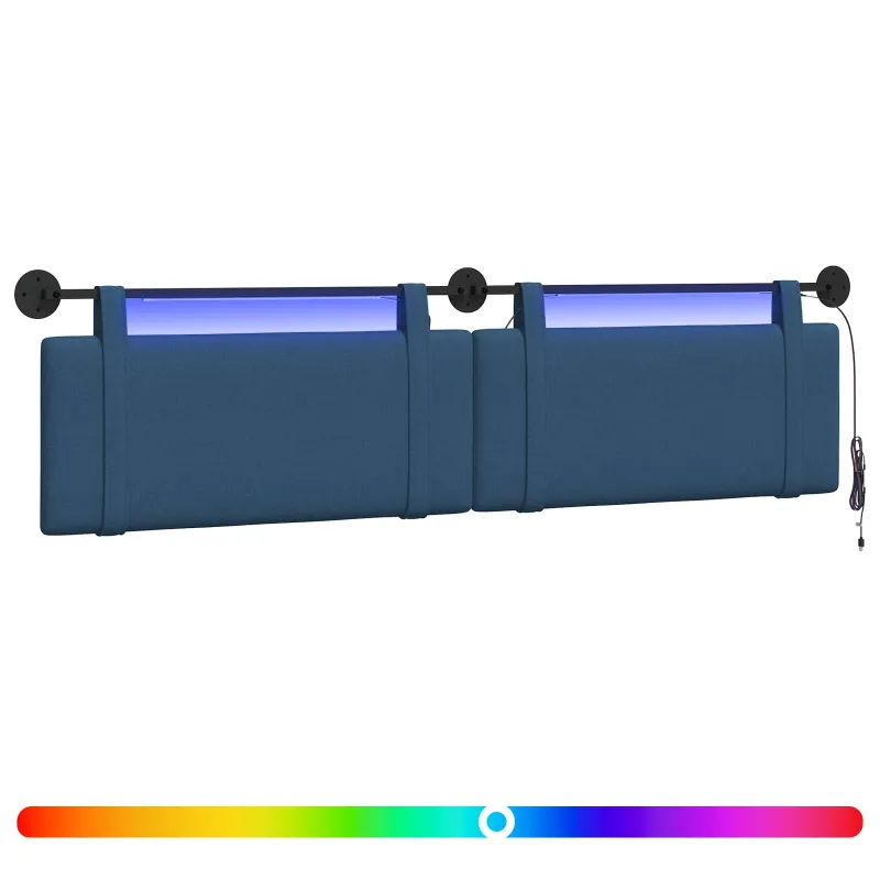 Pakabinamas lovos galvūgalis Su LED šviesa Mėlyna Audinys