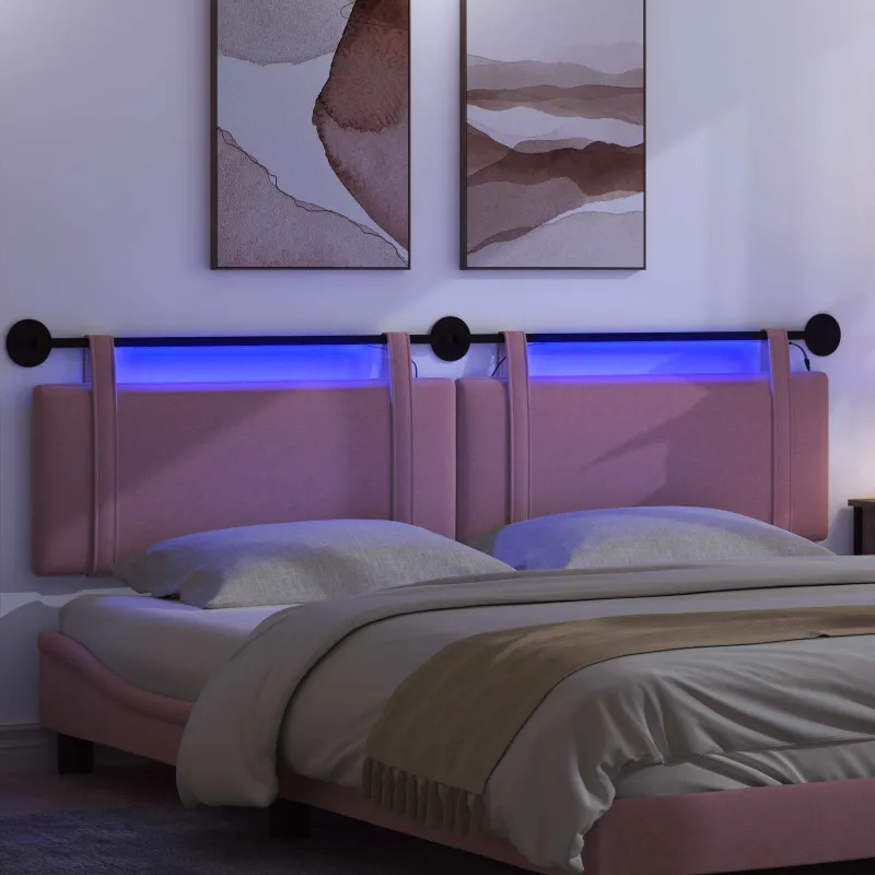 Pakabinamas lovos galvūgalis Su LED šviesa Rožinė Audinys
