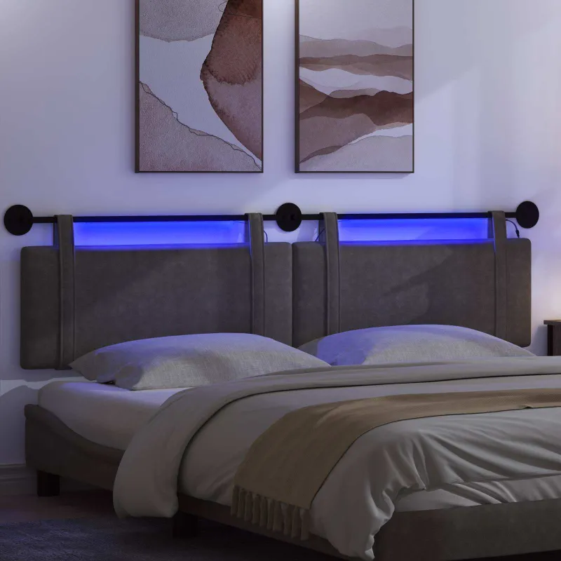 Pakabinamas lovos galvūgalis Su LED šviesa Juoda Antikinis PU