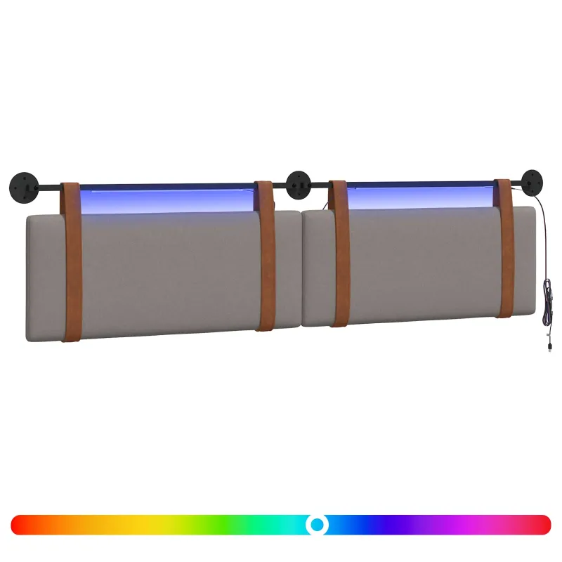 Pakabinamas lovos galvūgalis Su LED šviesa Taupe Antikinis PU