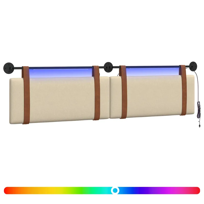 Pakabinamas lovos galvūgalis Su LED šviesa Kreminė Antikinis PU