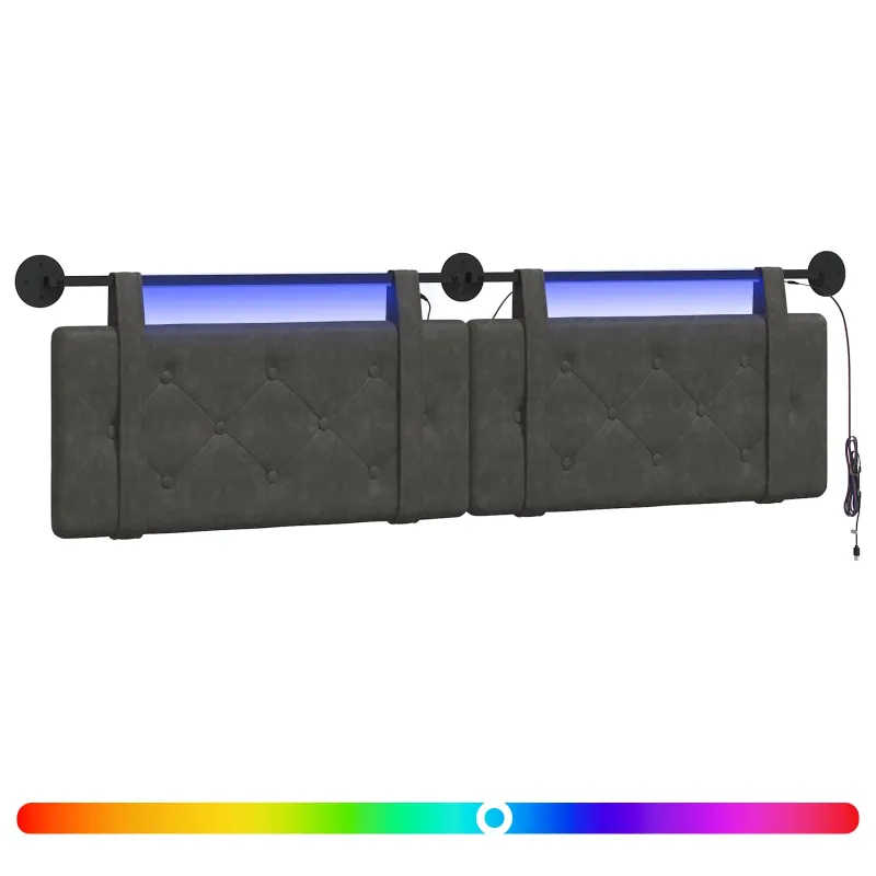 Pakabinamas lovos galvūgalis Su LED šviesa Juoda Antikinis PU