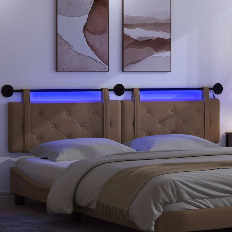 Pakabinamas lovos galvūgalis Su LED šviesa Kapučino