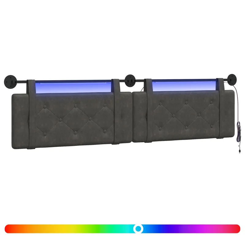 Pakabinamas lovos galvūgalis Su LED šviesa Juoda Antikinis PU